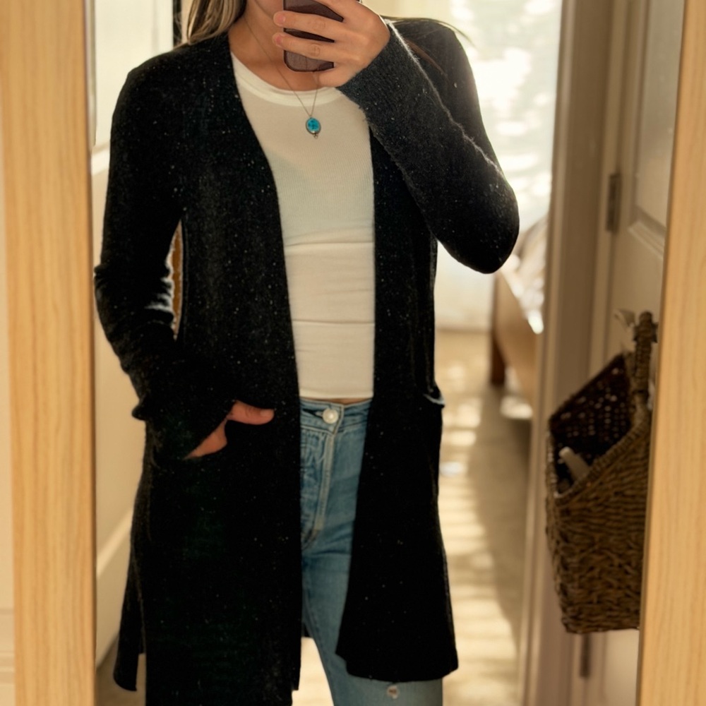 ATM Charcoal Open Front Cashmere Cardigan